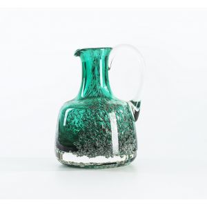 Vintage Bubble Green Glass Pitcher