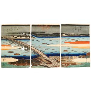 Evening Cool at Ryogoku Bridge - From Famous view of the Eastern Capital by Utagawa Hiroshige - Modern Artwork