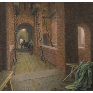 Drawbridge Over The Estense Castle by Giovanni Battista Crema - Modern Artwork