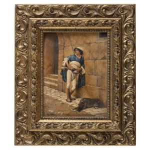 Young Arab Soldier with Dog
