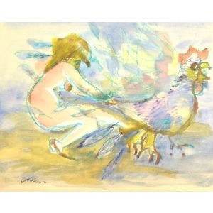 Woman with chicken