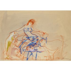 Nude with Dogs - SOLD