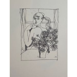 Figures is an original Vintage Offset Print on ivory-colored paper, realized by Franco Gentilini (Italian Painter, 1909-1981), in Late 20th Century.