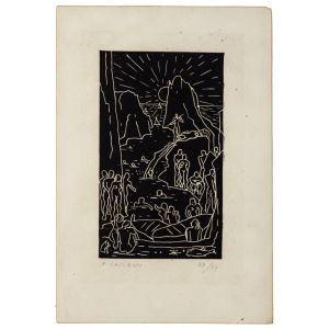 Capri-Faraglioni is a splendid print in etching technique engraved by Felice Casorati (1883-1963).