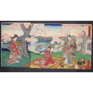 Utagawa Toyokuni II - Japanese Tryptique : Modern Artwork