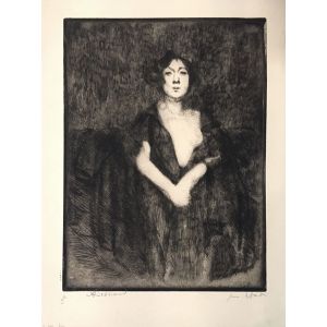 A. BESNARD, Le Modèle au Manteau Noir, Etching and dry-point. 1925.