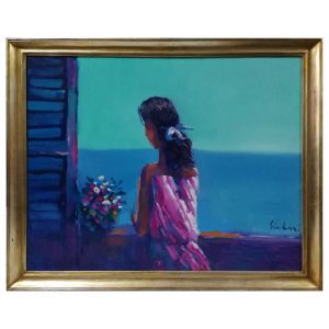 Contemporary art, Artwork, Painting, Oil painting, Nicola Simbari, Woman at the window, art, buy art online, prints, lithograph, online, artworks, artwork, etchings, etching, multiples, artists artwork, purchase artwork, original artworks, buy artwork, af