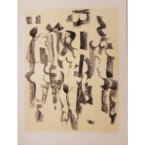 Fausto Pirandello, Bagnanti, Bathers, Colored Litograph, 1967, Modern Art Artwork, Graphic Art