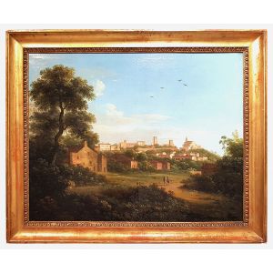 Pair of Tuscan Landscape with City by an European artist - Old Masters