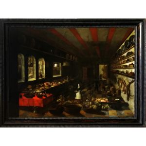 Interior Scene with kitchen - Franz Rosel von Rosenhof - Modern Art