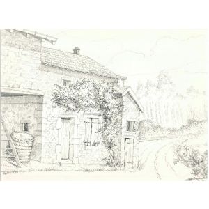 André Roland Brudieux - French Rural House - Modern Artwork