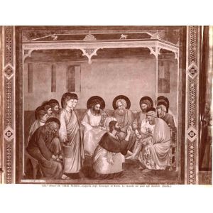 The Washing of the Feet of the Apostles by Giotto . Vintage Photograph