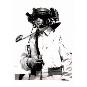 Dick Wenzell With Special Helmet - Vintage b/w Photo