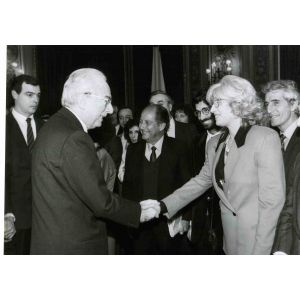 Monica Vitti with italian President Francesco Cossiga