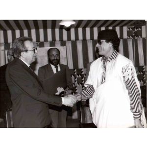 Giulio Andreotti and Mohammad Gaddafi Meeting 