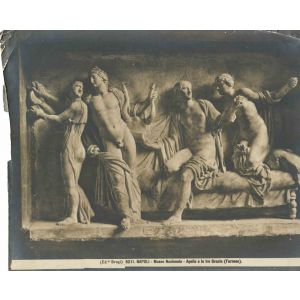 Vintage Photo Detail of Apollo and Charites Sculpture in National Museum Naples