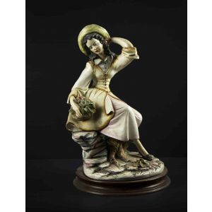 Vintage Metal and Wood Scultpure of Young Girl