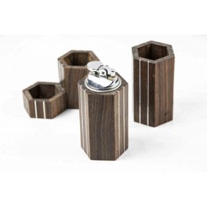 Vintage Wood Pen Holder and Lighter