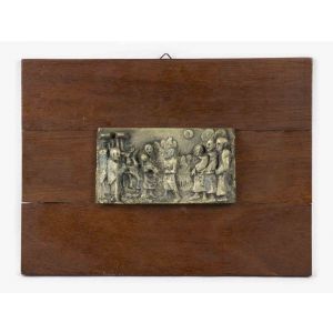 Wood Base with Brass Relief