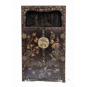 Vintage Lacquered and Painted Wooden Cabinet