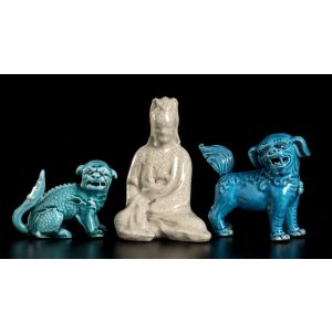 Set of Three Glazed Porcelain Objects - China Mid-20th Century