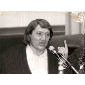 The photograph of Prof.  Roberto Monti in Conference about Nuclear power