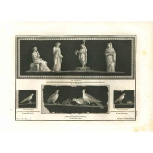 Ancient Roman Painting, The Offering Scene and Pigeons
