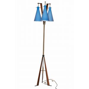 Teak and Murano Floor Glass Lamp - SOLD