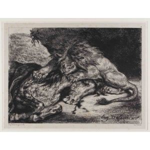 Eugène Delacroix - Lion dévorant un cheval - Modern Art