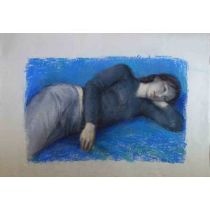 Aurelio Bulzatti - Donna Sdraiata Fondo Blu - Contemporary Art