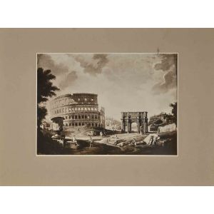 View of the Colosseum and Arch of Constantine