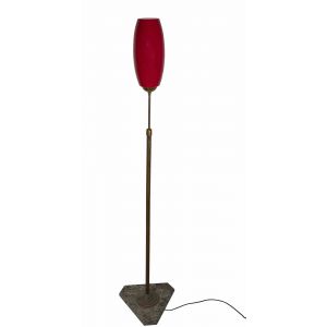 Vintage Red Murano Glass Floor Lamp attr. to Vistosi