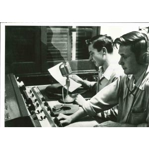 Teenagers learn Radio Broadcasting- American Vintage Photograph