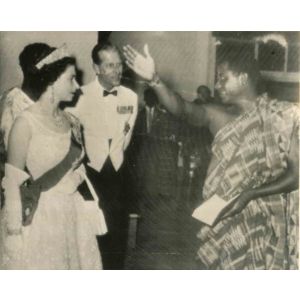 Queen Elizabeth,  Prince Philip and Chief of Protocol Osei Bonsu