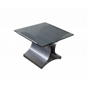 Vintage Steel Coffee Table by François Monnet - France 1970s