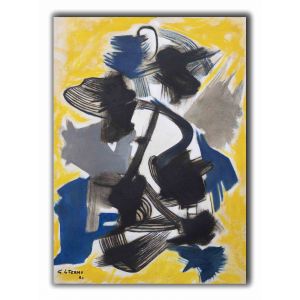 Blue and Yellow Abstract Composition
