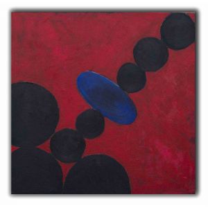 Red Composition with Circles