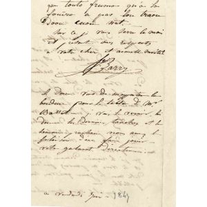 Autograph Letter by Francois-Pierre Barry