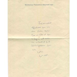 Autograph Letter by Francois Mauriac