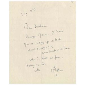 Jean Cocteau Autograph Letter - SOLD