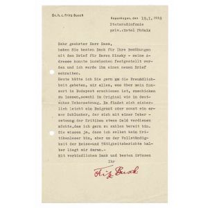 Typewritten Autograph Letter by Fritz Busch - Original Manuscripts