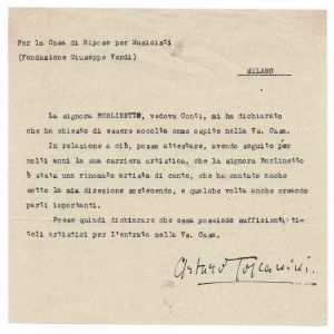 Typewritten Letter Signed by Arturo Toscanini