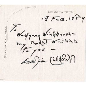 Autograph Dedication by Erskine Caldwell - Original Manuscripts
