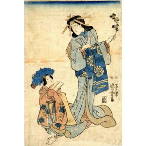 Actor in Onnagata Role Accompanied by a Kamuro