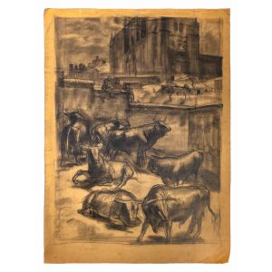 Urban Landscape with Bulls