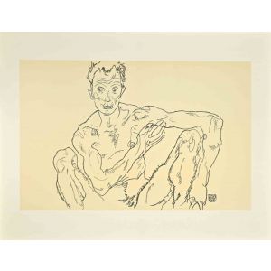 Crouching Male Nude (Self Portrait)