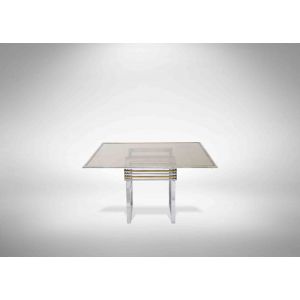 Vintage Chromed and Brass Table by Romeo Rega