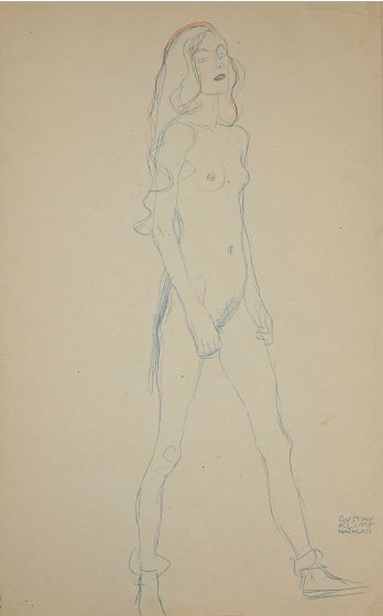 Nude of a Young Girl (Red and blue pencil) - SOLD