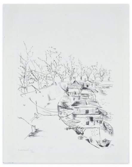 Ships on the Tiber River by Giovanni Omiccioli - Contemporary artwork