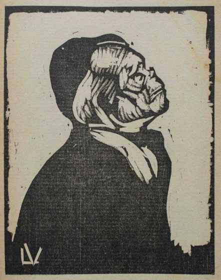 Elderly Woman by Lorenzo Viani - Modern Artwork